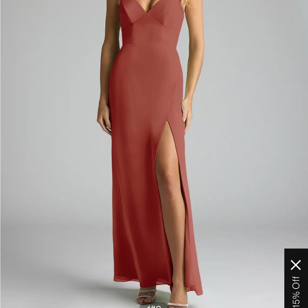 Bridesmaid Sleeveless Maxi Rust Dress